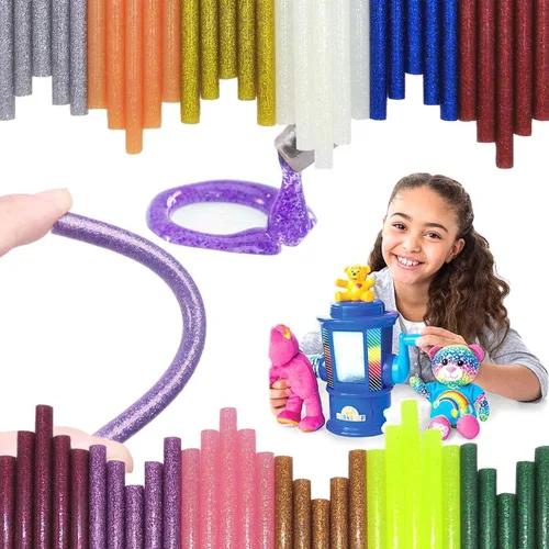 Vista 4 de Tretar - Barras de pegamento termofusible con purpurina, mini barras de pegamento caliente de colores para manualidades, bricolaje, reparación