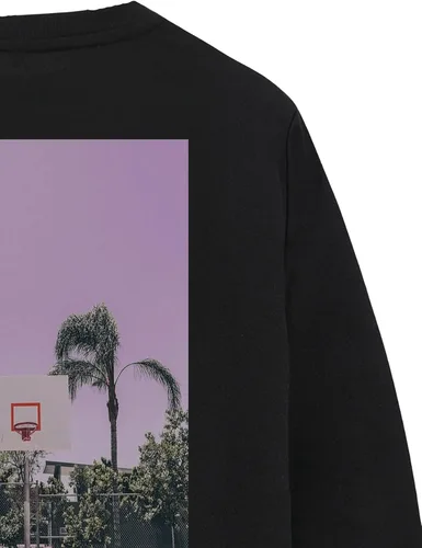 Vista 4 de WDIRARA Sudadera de manga larga con cuello redondo y estampado gráfico de letras para hombre