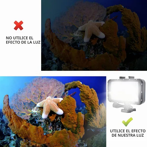 Vista 4 de Suptig Iluminación de video Luz de buceo Luces subacuáticas 72 luces LED compatibles con Gopro Canon, Nikon, Pentax, Panasonic, Sony, Samsung