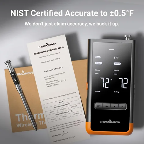 Vista 9 de ThermoMaven - Termómetro inteligente inalámbrico Bluetooth para carne: base independiente, termómetro WiFi inteligente con Sub-1G, precisión