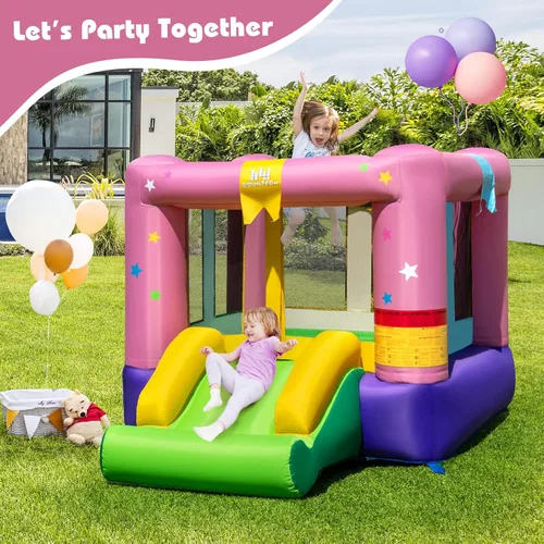 Vista 6 de BOUNTECH Casa inflable de rebote para niños de 3 a 12 años para interiores y exteriores con soplador de 480 W, área de salto, tobogán, juego