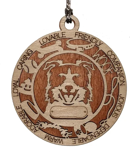 Vista 63 de Adorno de Navidad personalizado para perro Cavalier King Charles Spaniel, redondo de 3 pulgadas, madera cortada con láser de 2 capas, nombre y texto