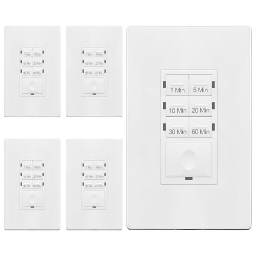 Vista 15 de ENERLITES Interruptor temporizador de cuenta regresiva de 1 hora, 1-5-10-20-30-60 minutos, para ventiladores de baño, calentadores, luces, indicador