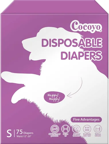 Vista 10 de COCOYO Pañales desechables para perra de tamaño XS, 84 unidades, súper absorbentes, transpirables, con indicador de humedad