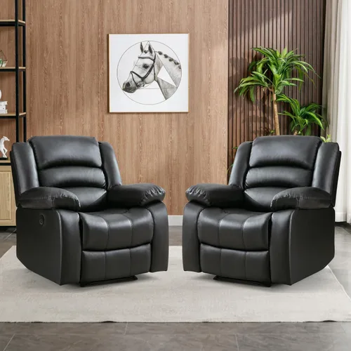 Vista 10 de EBELLO Silla reclinable eléctrica clásica, de piel sintética, de gran tamaño, con cojín suave y respaldo, sofá con cómodo sillón para sala de estar