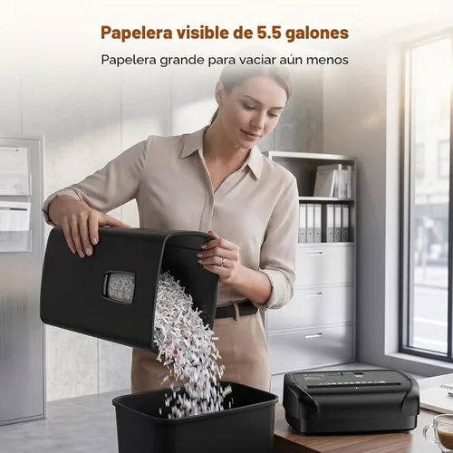 Vista 5 de Bonsaii Trituradora de papel de corte cruzado de 15 hojas para oficina en Negro