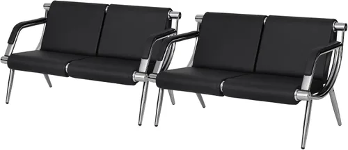 Vista 15 de kinbor - Silla de espera con reposabrazos, asiento de invitados de piel sintética, color negro