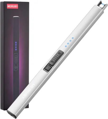 Vista 8 de MEIRUBY Encendedor eléctrico de velas largo electrónico, recargable por USB, arco, resistente al viento, encendedores sin llama para velas, camping