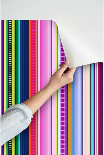 Vista 3 de Spoonflower Papel tapiz para despegar y pegar, diseño de rayas de serape, estilo mexicano, colorido y brillante, papel pintado extraíble