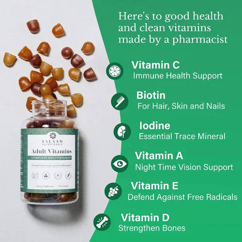Vista 7 de Salaam Nutritionals - Multivitaminas para adultos, gomitas de vitaminas para mujeres y hombres, multivitaminas para adultos con 11 vitaminas