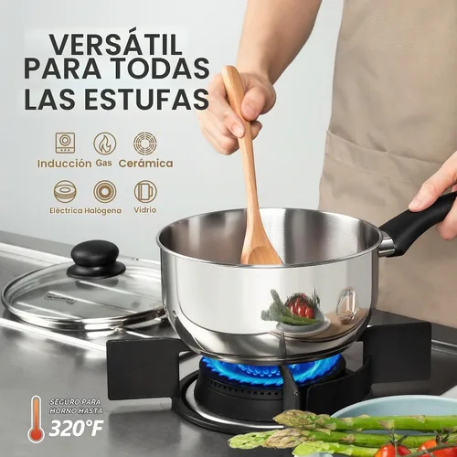 Vista 4 de MICHELANGELO Juego de cacerolas de acero inoxidable, 6 piezas, 1QT 2QT 3QT