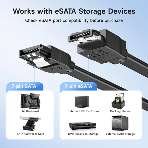 Vista 10 de Cable Matters Paquete de 2 cables SATA a eSATA de 6 Gbps, eSATA a SATA, 3