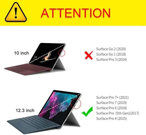 Vista 2 de Funda protectora para Microsoft Surface Pro 7 / Pro 6 / Pro 5 / Pro 4 con soporte para bolígrafo, cubierta delgada de poliéster de múltiples