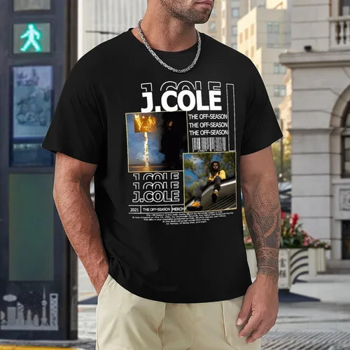 Vista 4 de Camisetas de rapero para hombre, de algodón, manga corta, cuello redondo, novedosas camisetas gráficas