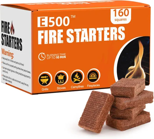 Vista 10 de E500 Arrancador de fuego, cuadrados para barbacoa, fogata, chimenea, estufa de leña, chimenea, hoguera, parrilla, 32 cubos para uso en interiores