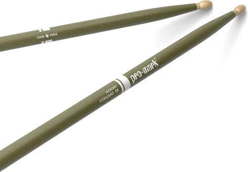 Vista 24 de Promark American Hickory Classic 5A - Baquetas de nogal americano, punta de bellota, azul - Par individual