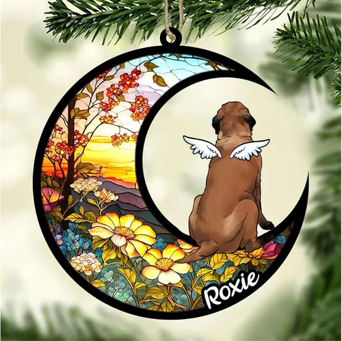 Vista 918 de LOVELYPOD Adorno de Navidad personalizado para perro Basset Hound (marrón) Basset Hound (marrón) adorno para atrapasoles de perro, razas de perros