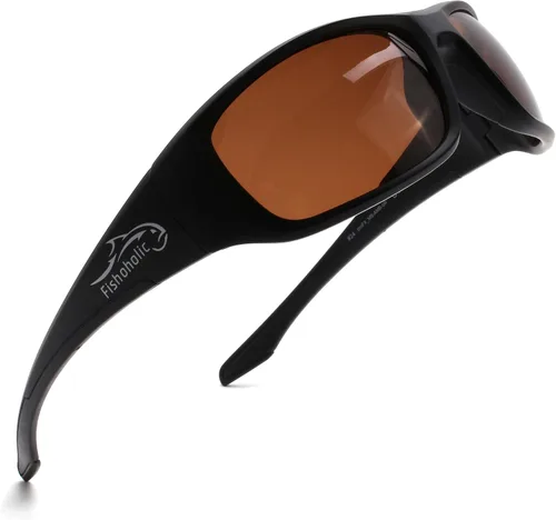 Vista 11 de Fishoholic Pro Series - Gafas de sol polarizadas para pesca con goma, protección solar UV400, regalo de pesca Rubber Accents with Hard Case and