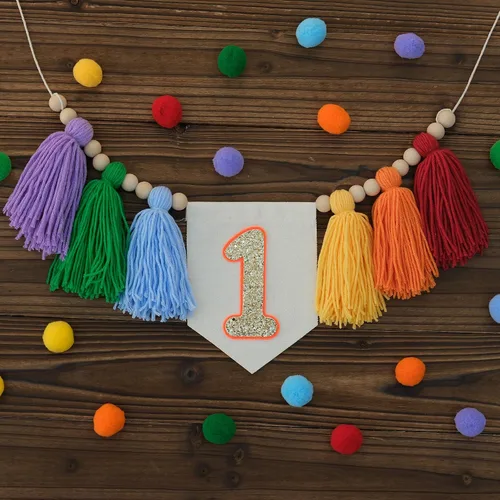 Vista 8 de Cartel de primer cumpleaños para silla de bebé, decoración de Multicolor