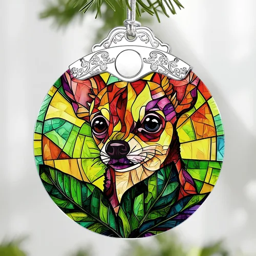 Vista 15 de Adorno de Vidrio Manchado de Puesta de Sol en la Playa, Adorno Navideño – Decoración de Árbol de Navidad, Decoración Festiva, Relleno de Calceti