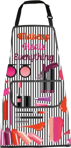 Vista 9 de MBMSO Delantales de maquillaje con bolsillos, delantal de maquillaje para artista, esteticista, regalo, cosmetología, regalo para estudiantes