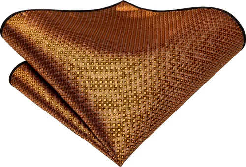 Vista 251 de Hi-Tie Corbata clásica de cachemira para hombre con pañuelo y gemelos a cuadros