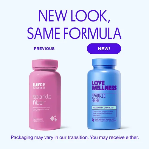 Vista 2 de Love Wellness Suplemento de fibra brillante para la salud intestinal, 90 cápsulas, píldoras de fibra de belleza para piel brillante, alivio
