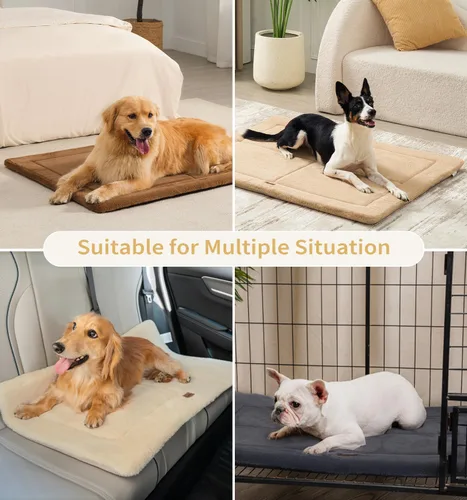 Vista 4 de Made4Pets Cojín Cama para Jaula de Perros Medianos y Grandes, Lavable y Reversible, Tapete Antideslizante para Perrera para un Sueño Acogedor, Cama