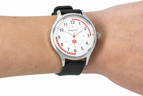 Vista 3 de Dakota Men's Stainless Steel Large Face Nurse Water Resistant Easy to Clean Watch with Black Silicone Band - Nurse, Paramedic, Doctor, Medical Field