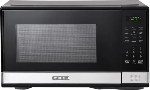 Vista 10 de BLACK+DECKER EM720CB7 Horno microondas digital con puerta giratoria con botón, bloqueo de seguridad para niños, 700 W, acero inoxidable, 0.7 pies