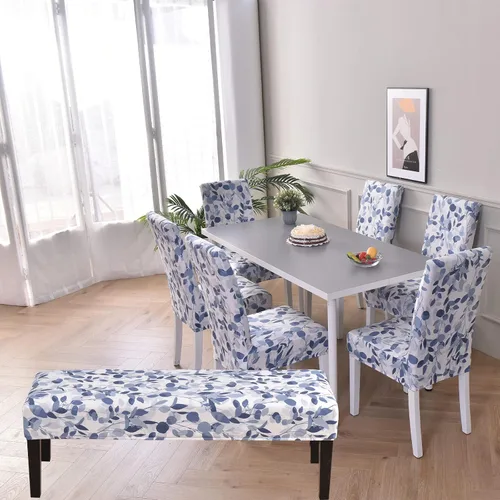 Vista 2 de HAOYONG Funda para Silla de Comedor con Estampado, Funda Desmontable Lavable para Silla Parsons, Protector de Asiento Removible para Comedor, Hotel