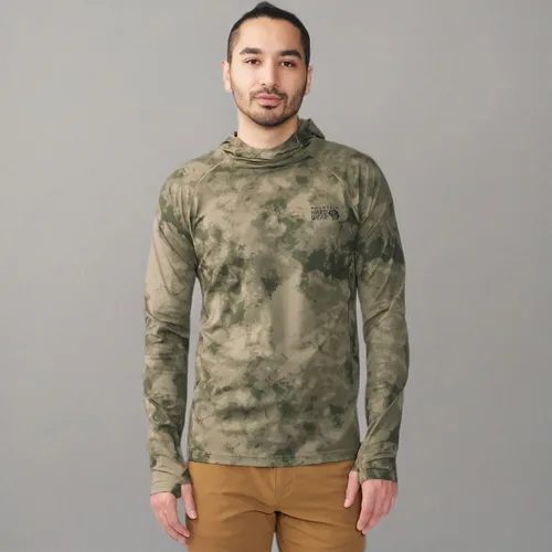 Vista 6 de Mountain Hardwear Sudadera con capucha elástica de montaña para hombre, para senderismo, casual, campamento y mochilero Estampado De Tinte De Hielo