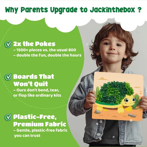 Vista 4 de jackinthebox Poke Poke Art - Temas de animales, arte y manualidades de tela sin desorden, kits de prensado de flores, regalo para niños, regalos