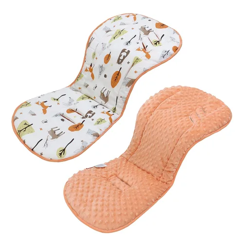 Vista 9 de Cojín para cochecito de bebé, suave Minky punteado e impreso, reversible, universal, transpirable y suave, inserto de asiento de automóvil infantil