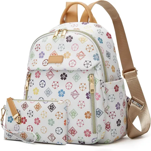 Vista 32 de Makes - Bolso tipo mochila para mujer, de piel sintética, bolso de viaje con diseño convertible a cartera, 12 pulg., Mochilas de viaje