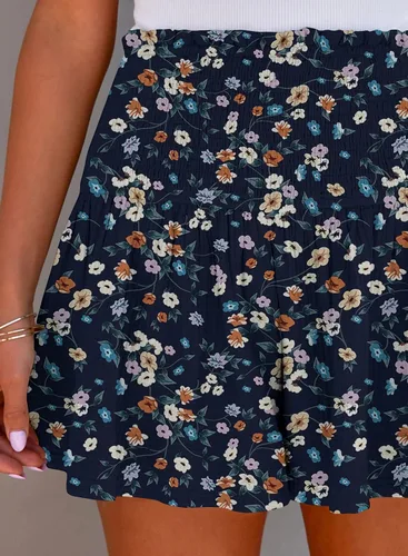 Vista 5 de BeadChica Pantalones cortos casuales de verano para mujer, cintura alta, plisados, con volantes, cómodos, holgados, pantalones cortos de playa