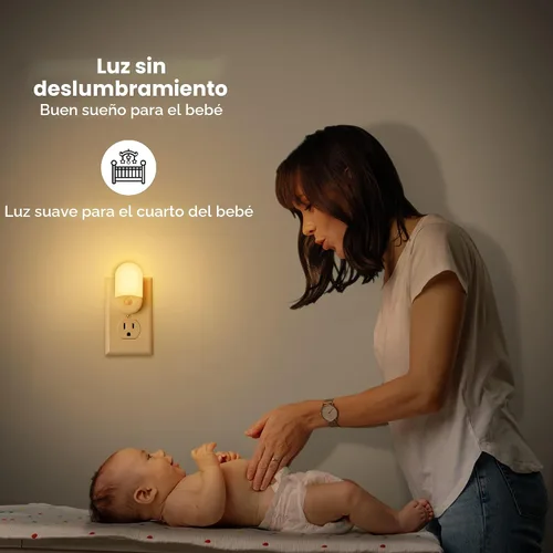 Vista 3 de L LOHAS LED Luces nocturnas enchufables a la pared, [2 unidades] Luz nocturna LED regulable con sensores de luz, luces nocturnas de brillo ajustable