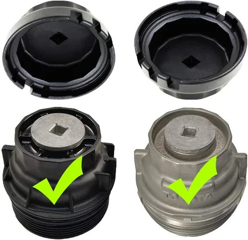 Vista 5 de Llave de filtro de aceite, 2.520 in, resistente, compatible con Toyota, Camry, Tundra, Lexus, Sienna, RAV4, Highlander, plata