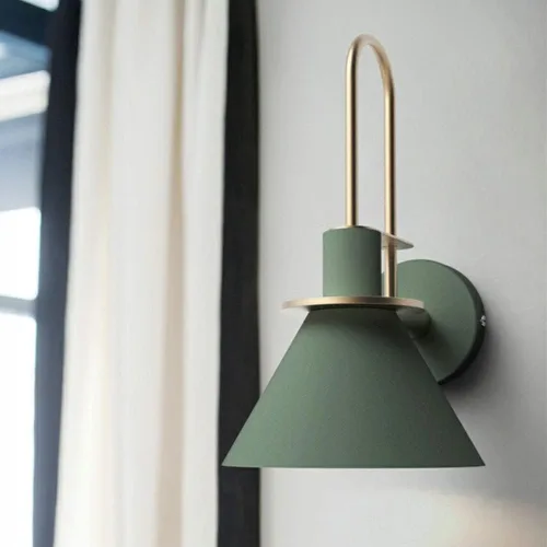 Vista 13 de Apliques de pared modernos con forma de cono de metal, kit de farol de pared para mesita de noche, lámpara de montaje en pared, aplique de 1 luz