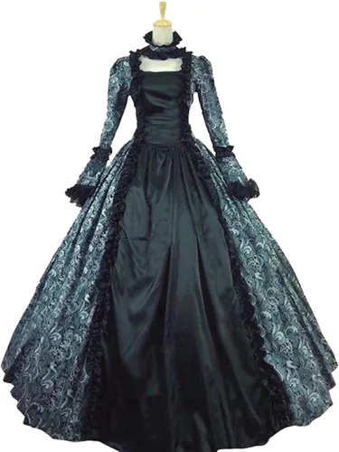 Vista 2 de Vestido de baile rococó para mujer del siglo 18, vestido gótico victoriano, disfraz de mascarada