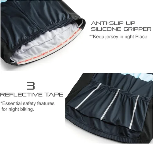 Vista 4 de CEROTIPOLAR Camisetas de ciclismo de ajuste estándar con forro polar, chaquetas de bicicleta de manga larga para otoño e invierno