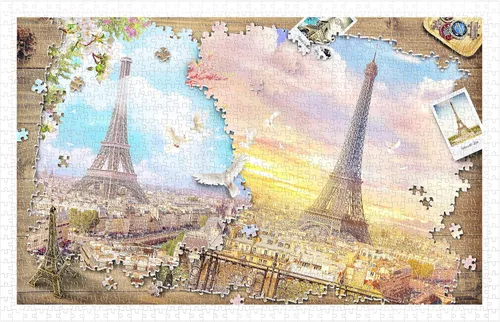 Vista 13 de Pintoo Rompecabezas de 1000 piezas para adultos – Torre Eiffel hermoso rompecabezas de plástico para decoración del hogar, cero polvo, fácil