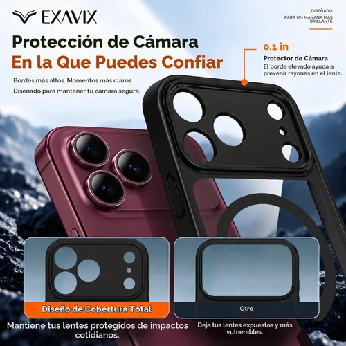 Vista 6 de Funda transparente negra para iPhone 18 Pro Max y 17 Pro Max Compatible con MagSafe, funda híbrida delgada antiamarilleo, protección contra caídas a