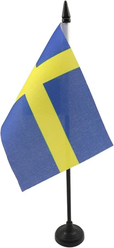 Vista 103 de AZ FLAG Aland Table Flag 4x6 in 100D Polyester Plastic Base Indoor use Finnish 15x10 cm desk flag stitched finish with reinforced edges with