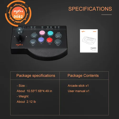 Vista 6 de PXN 0082 Arcade Joystick Game Controller Wired USB Interface for PC PS3 PS4 Xbox oneNintendo Switch