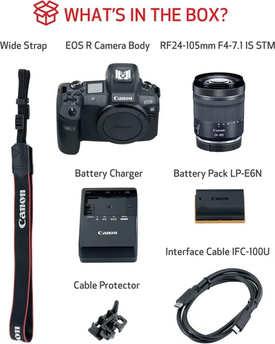 Vista 9 de Canon - Cámara digital EOS R sin espejo (solo cuerpo) Cámara para vlogging y creador de contenido, 4K UHD, AF/AE digital de lente única no refleja