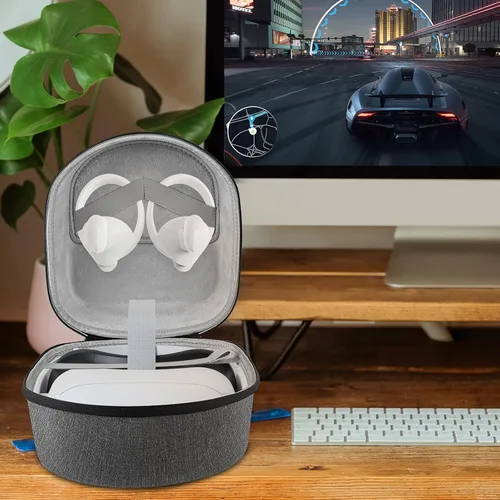 Vista 4 de Linkidea Funda rígida de viaje compatible con Meta Quest 2 Quest Pro, VR Oculus Quest 2, funda protectora portátil, bolsa de transporte, accesorios