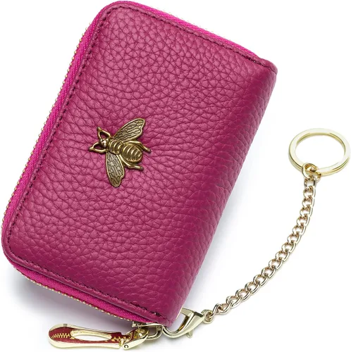 Vista 45 de imeetu Soporte para tarjetas de crédito RFID, cartera pequeña de cuero con cremallera para mujer