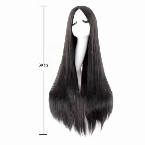 Vista 4 de MapofBeauty Peluca de disfraz de anime de cosplay larga y recta de 40 Negro