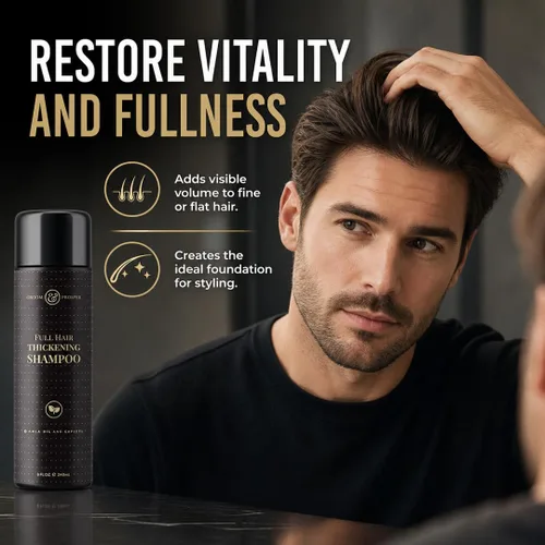 Vista 5 de GROOM & PROSPER - Champú para engrosar el cabello para hombres, 8 onzas - Restaura, nutre, protege, fortalece el cabello delgado - Combate